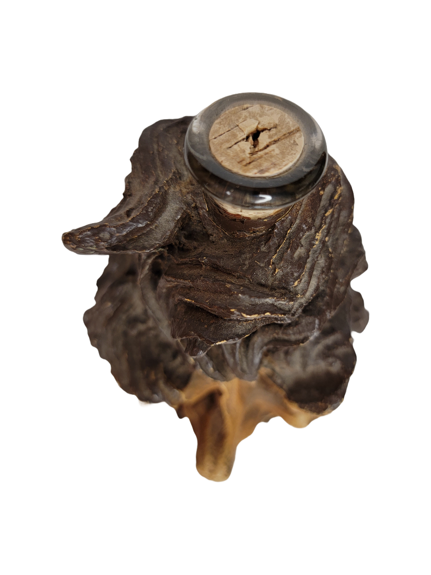 Vintage Faux Wood Face Tree Bark Liquor Decanter Bottle