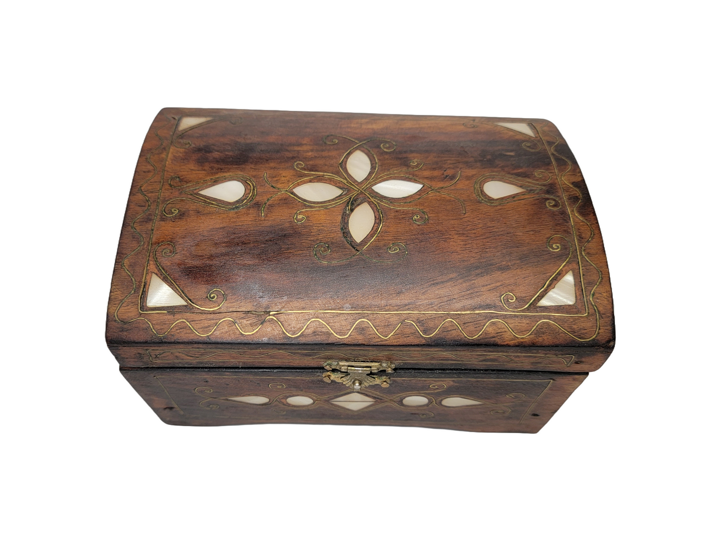 Handmade Wooden Box with Mother of Pearl Inlay