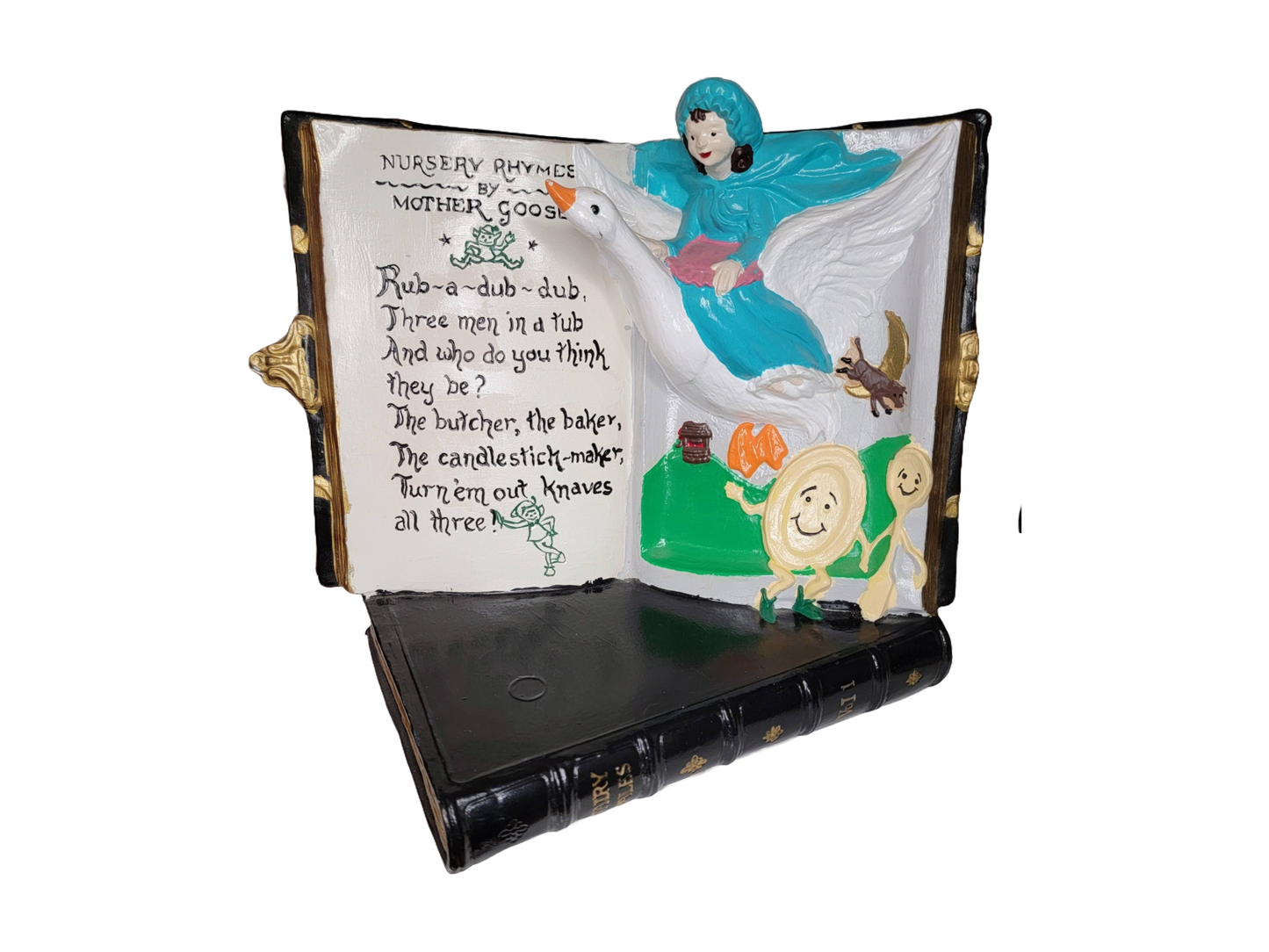 Vintage Mother Goose Ceramic Bisque Nursery Rhyme Book GARRY SHARPE DESIGN 1985