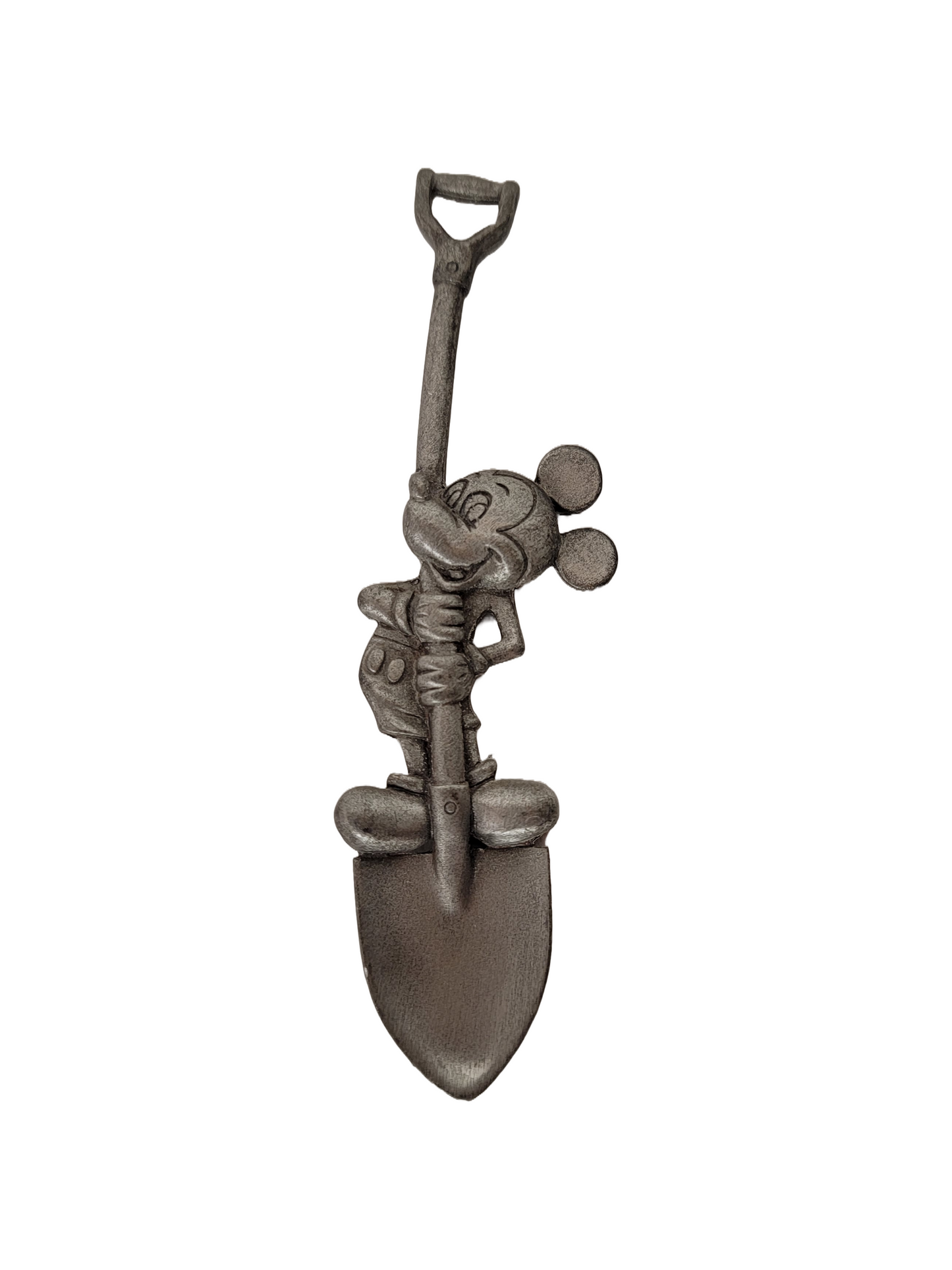 Walt Disney Pewter Mickey Mouse On Shovel Collectible 4" Inch Souvenir Spoon