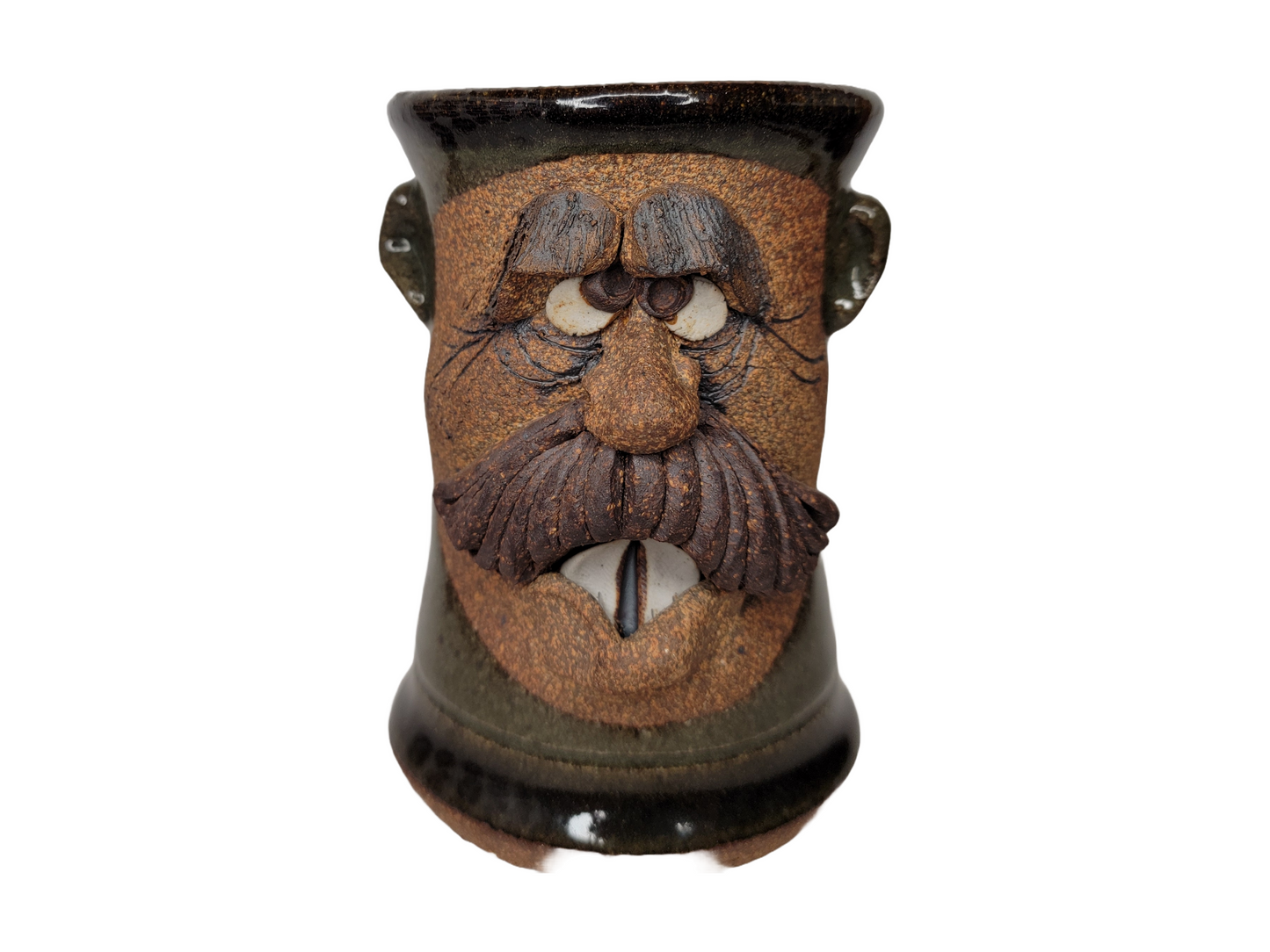 Vintage Ugly Funny 3D Face Mug, MMS Mahon Stoneware Pottery Mustache