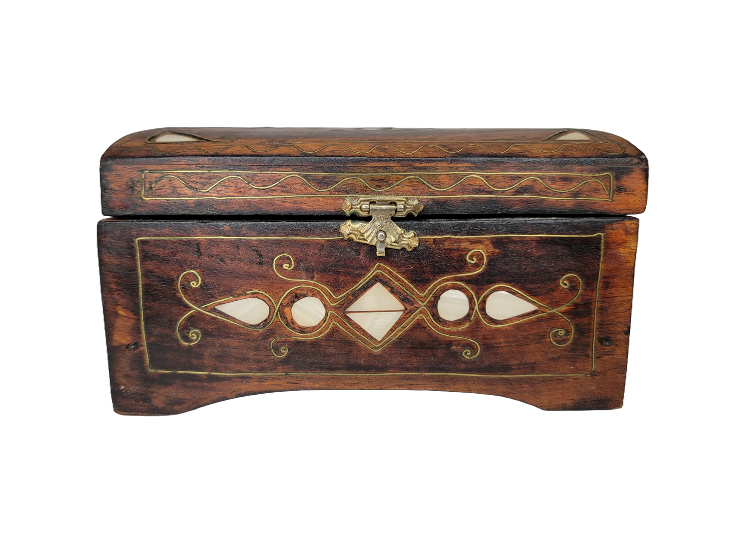 Handmade Wooden Box with Mother of Pearl Inlay