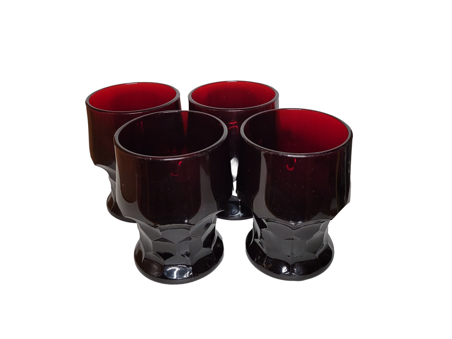 Set of 4 Vintage Anchor Hocking Georgian Tumblers Honeycomb Ruby Red