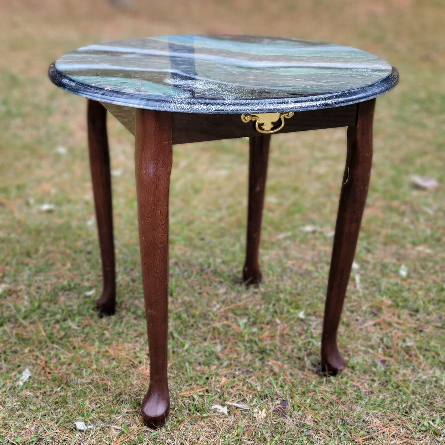Refinished Resin Geode Wooden Table