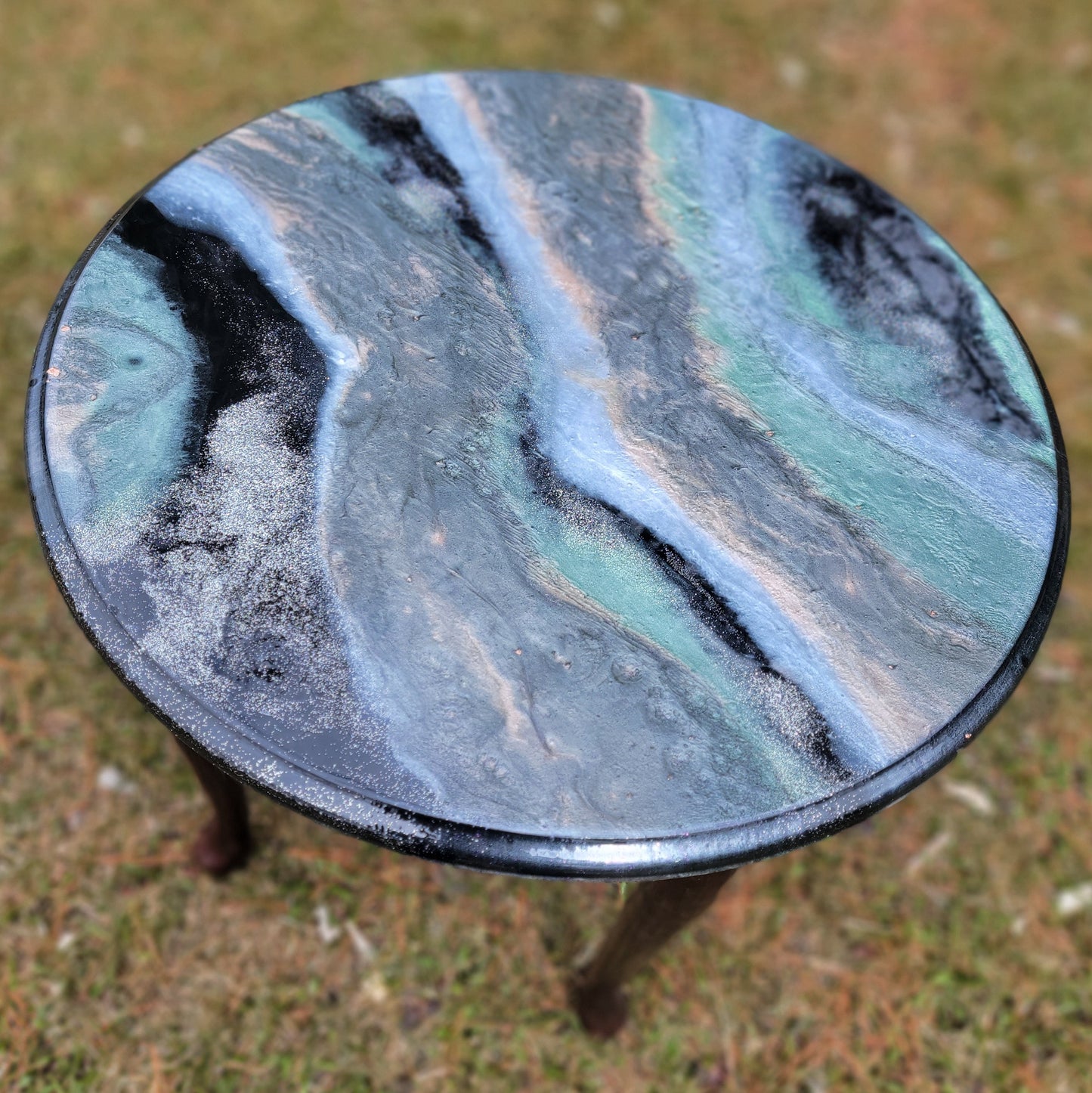 Refinished Resin Geode Wooden Table