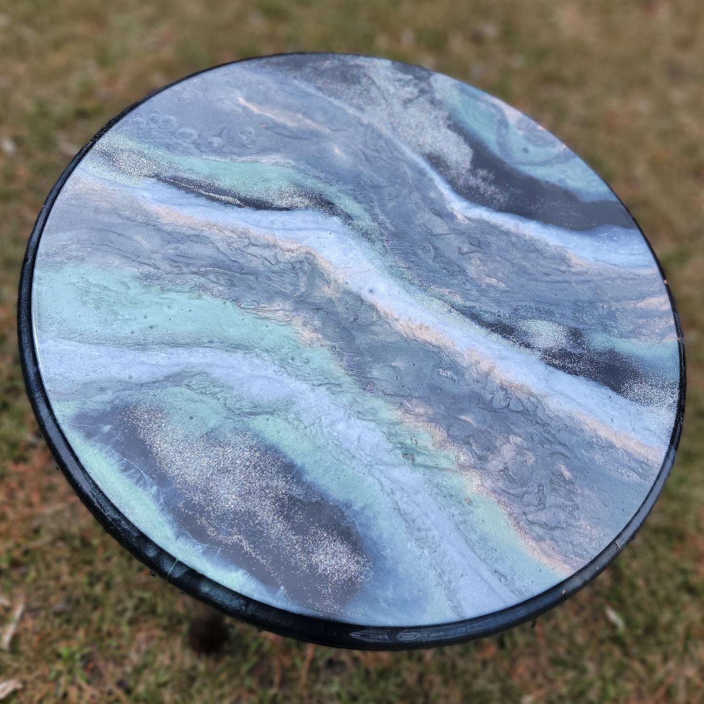 Refinished Resin Geode Wooden Table