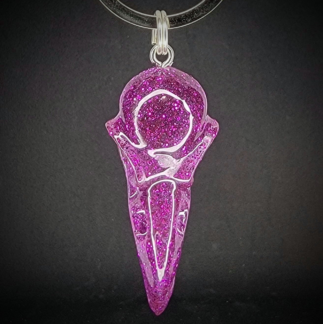 Handmade Resin Crow Skull Keychain Purple