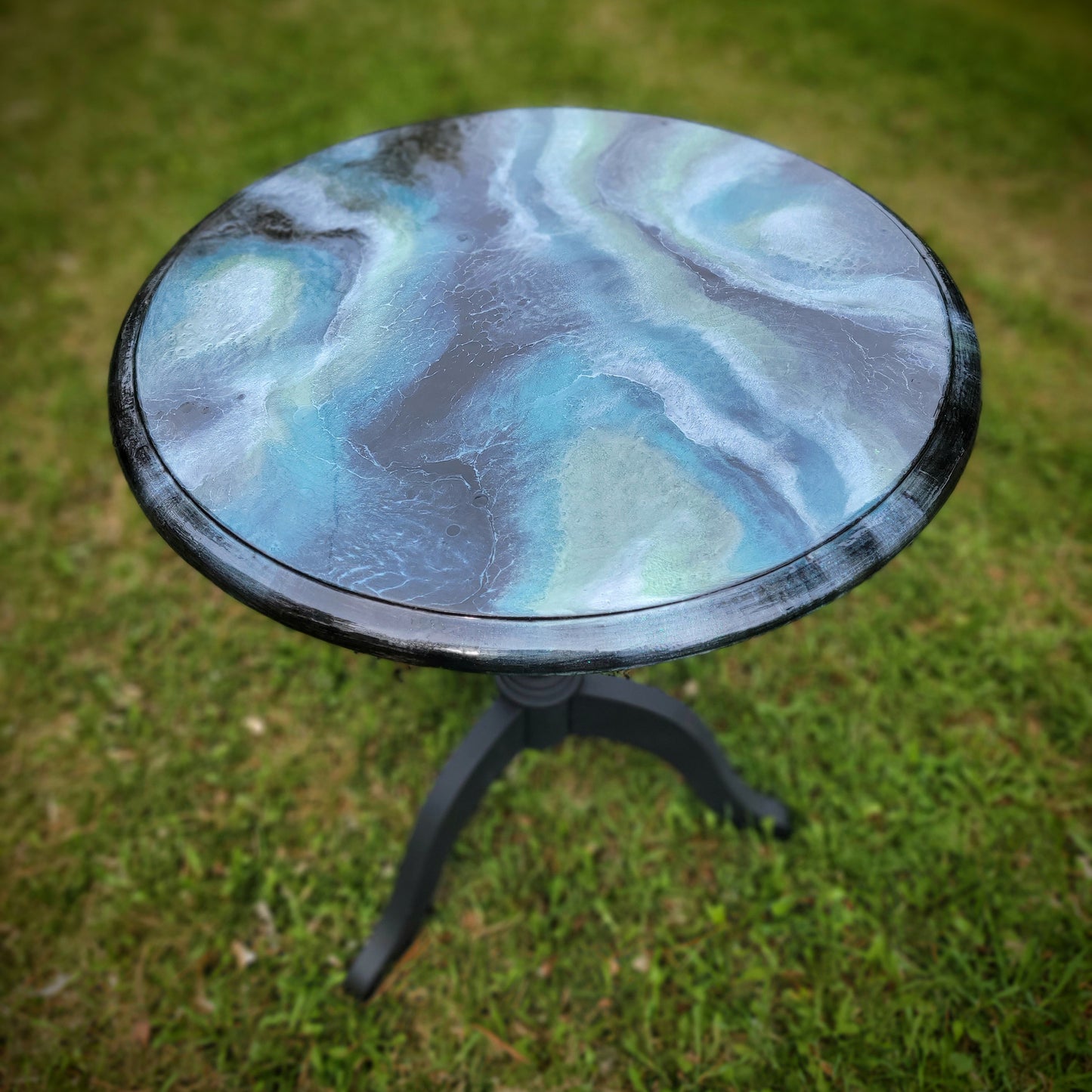 Refinished Resin Geode Wooden Table
