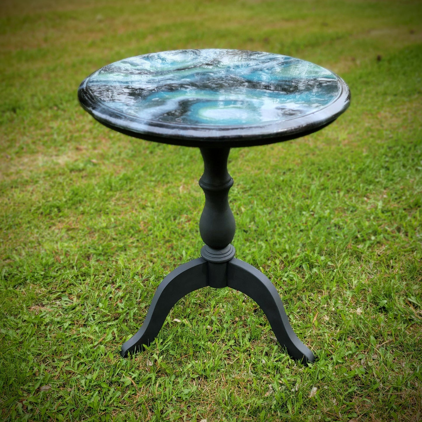 Refinished Resin Geode Wooden Table