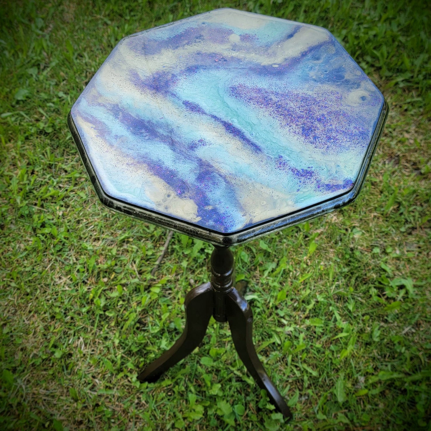 Refinished Resin Geode Wooden Table