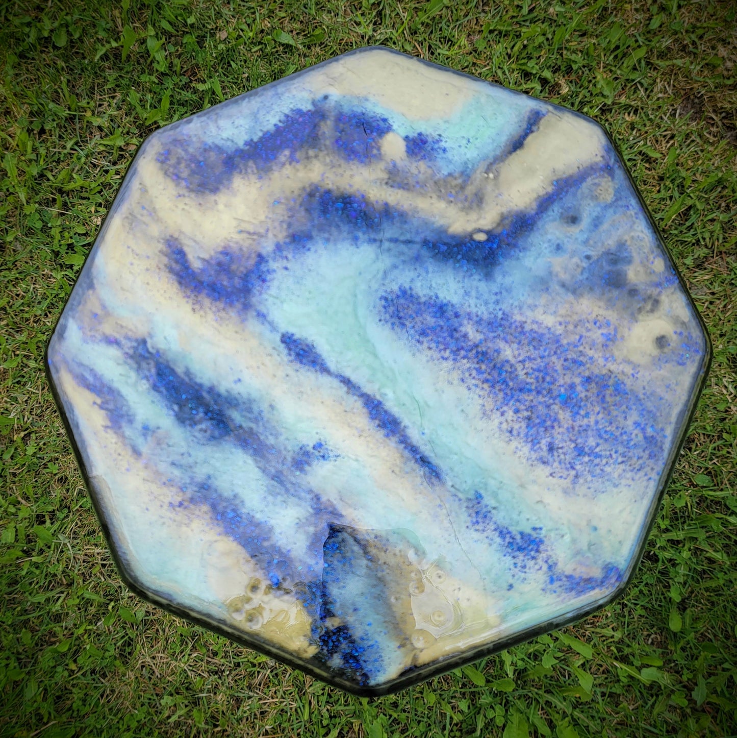 Refinished Resin Geode Wooden Table