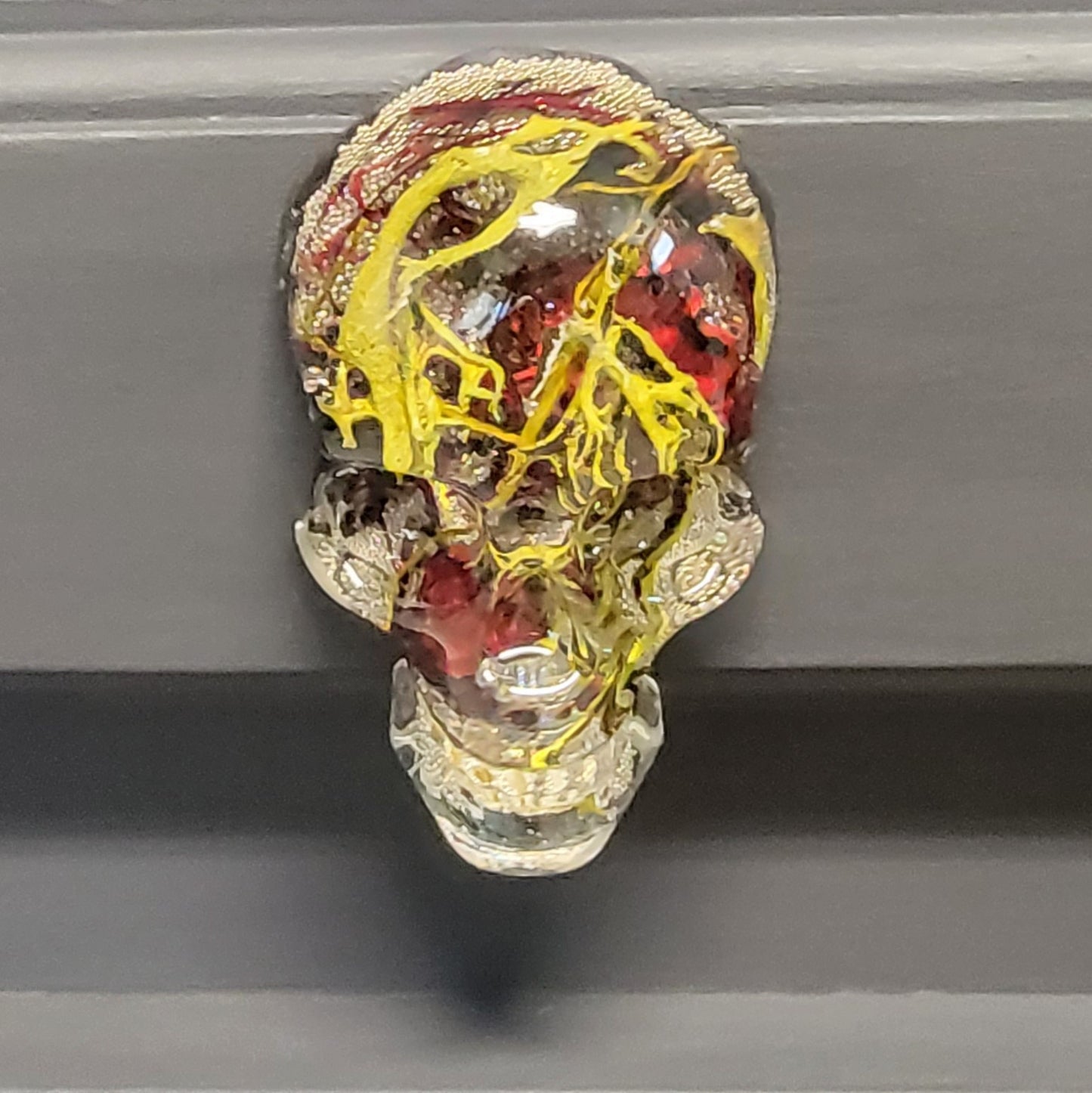Refinished Resin Skull Geode Wooden Table
