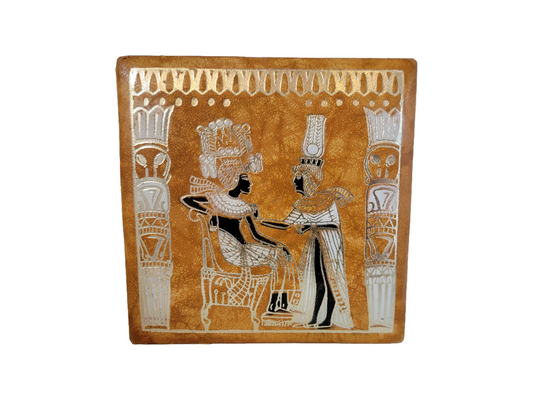 Camel Leather Embossed Egyptian Box