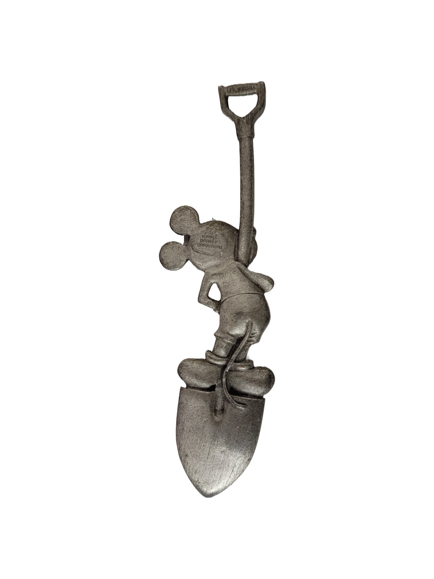 Walt Disney Pewter Mickey Mouse On Shovel Collectible 4" Inch Souvenir Spoon