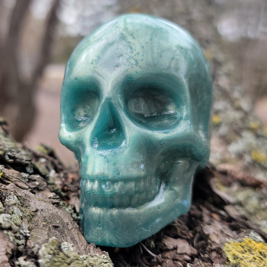 Handmade Resin Skull Teal