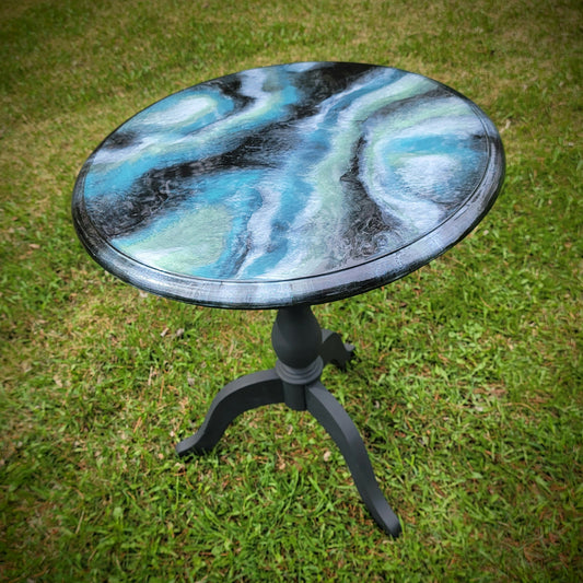 Refinished Resin Geode Wooden Table