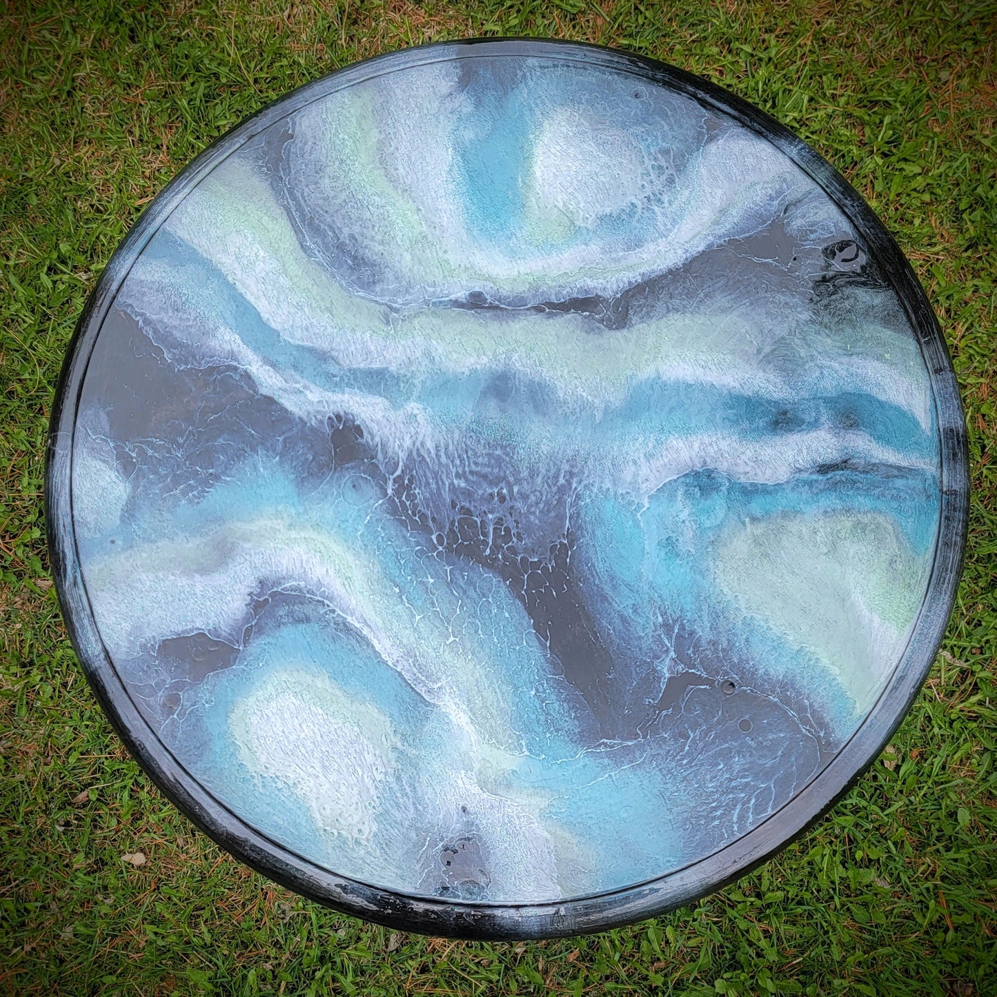 Refinished Resin Geode Wooden Table