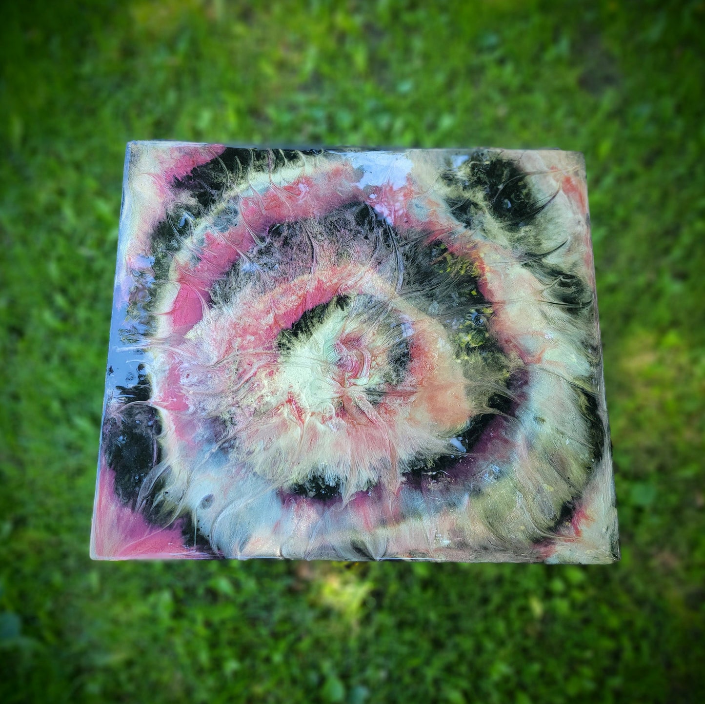 Refinished Resin Skull Geode Wooden Table